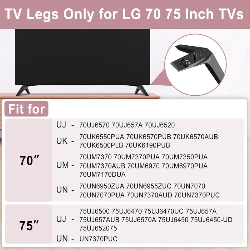 Maozhren Metal Stand for LG TV Legs Replacement, Only for LG 70" 75" TV Models We List, for 70UJ6570 70UJ657A 70UJ6520 70UK6570 70UM7370 70UN6950 70UN7070 75UJ6500 75UJ6470 75UJ6520 75UN7370PUC with Screws - Image 3